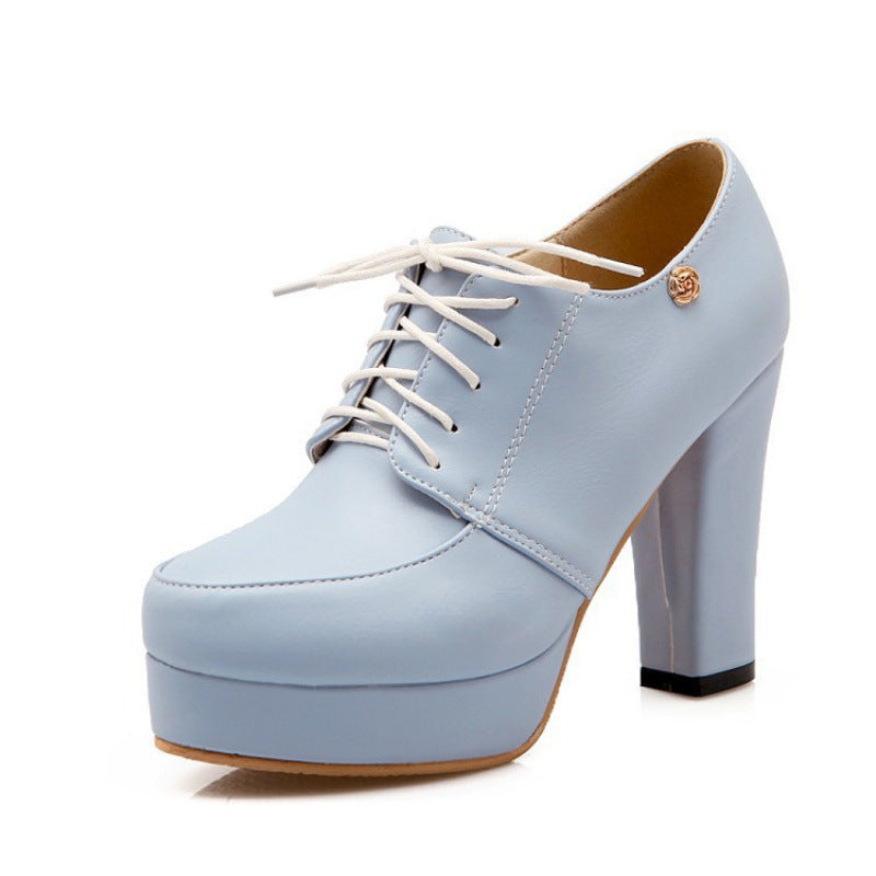 Women’s Chunky Heeled Lace-Up Pumps | Elegant Round-Toe Block Heel Shoes | Vintage Style Oxford-Inspired Heels | Comfortable All-Day Wear Pumps for Women | 2026 Trendy Business Casual Footwear