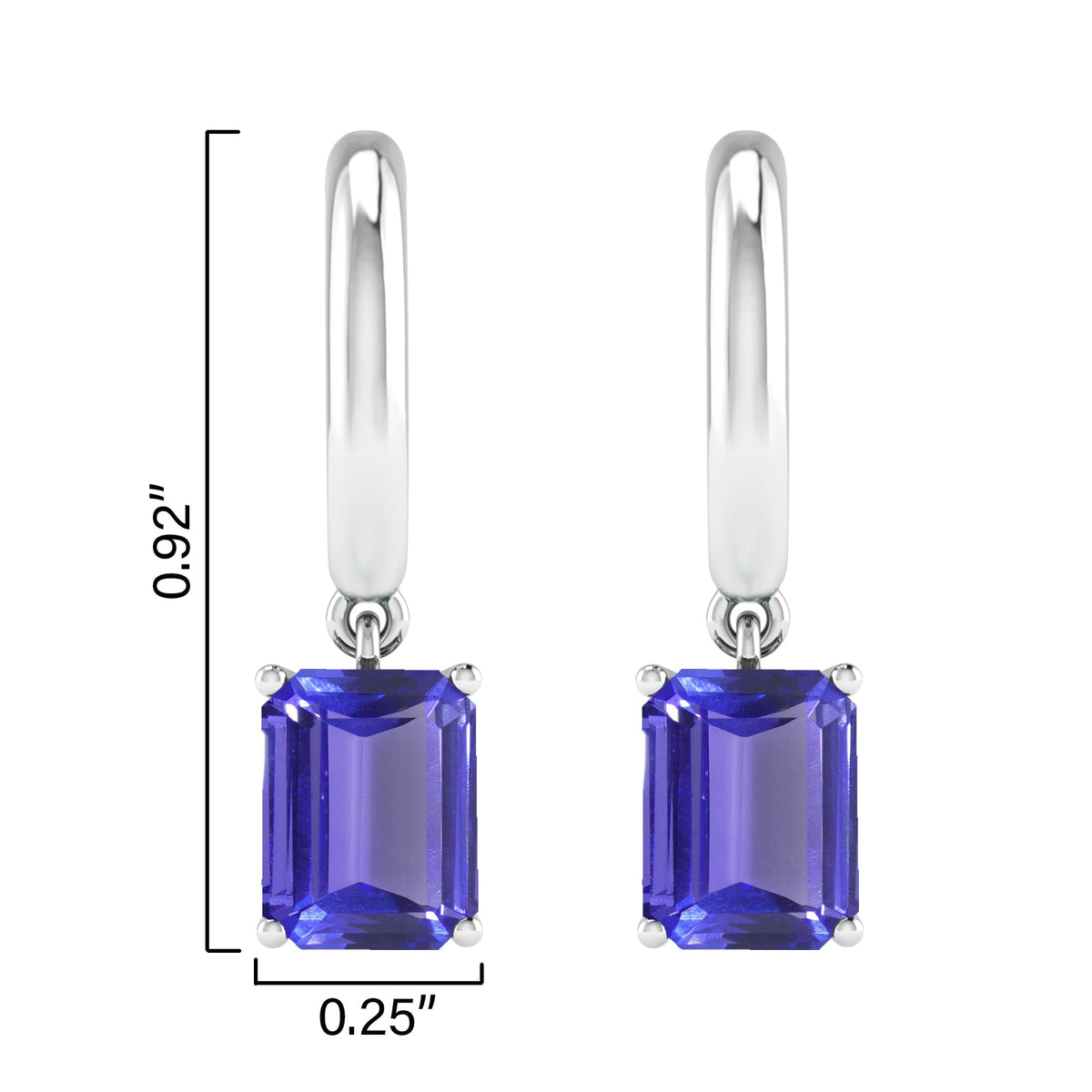 Sterling Silver 3.40CT Natural Tanzanite Dangle Earrings