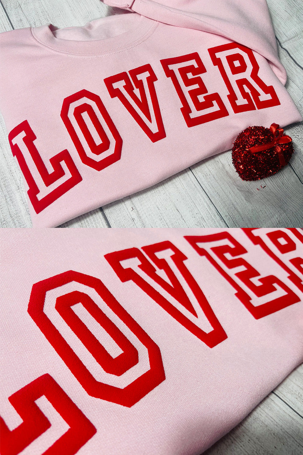 Threaded Pear Raya LOVER Puff Print Drop Shoulder Pullover Sweatshirt
