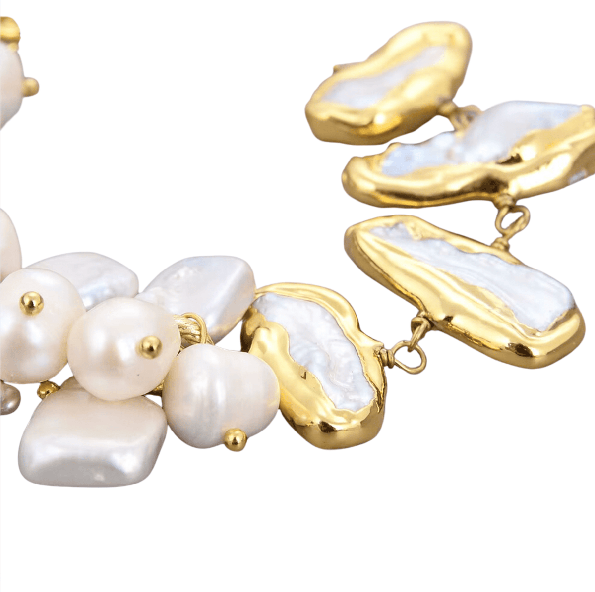 Statement Bracelet With Biwa, Keshi Freshwater Pearls