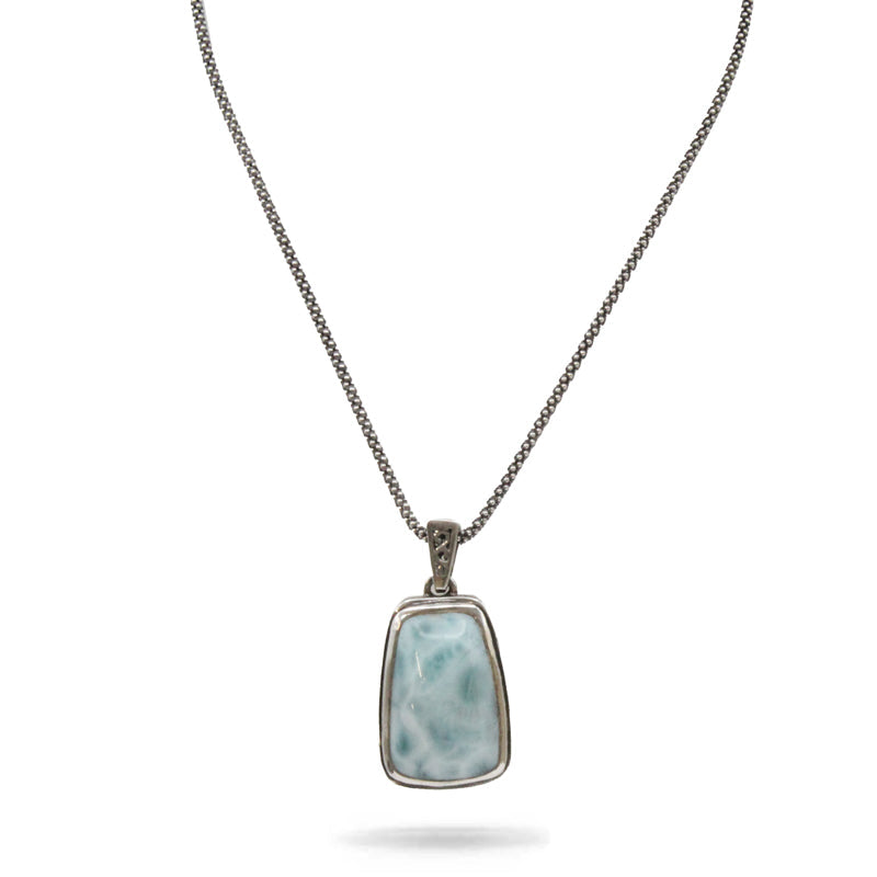 Larimar Stone Sterling Silver Petite Hanna Necklace By Marahlago