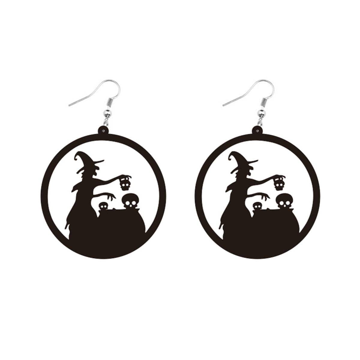 Black Acrylic Witch Silhouette Drop Earrings
