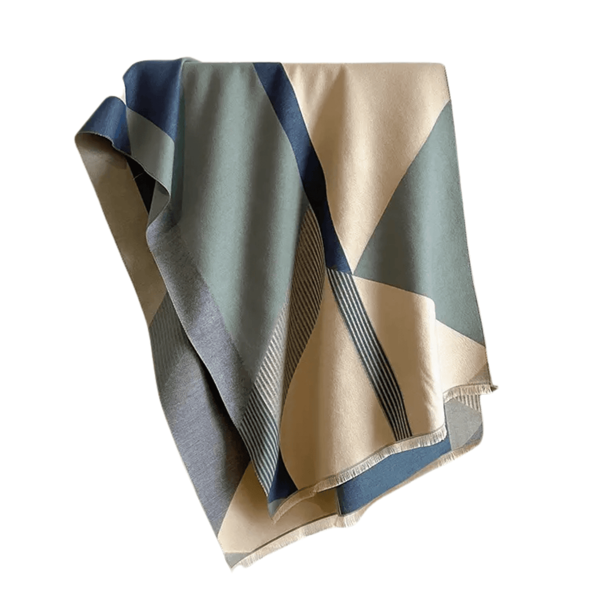 Blue and Beige Geometric Scarf