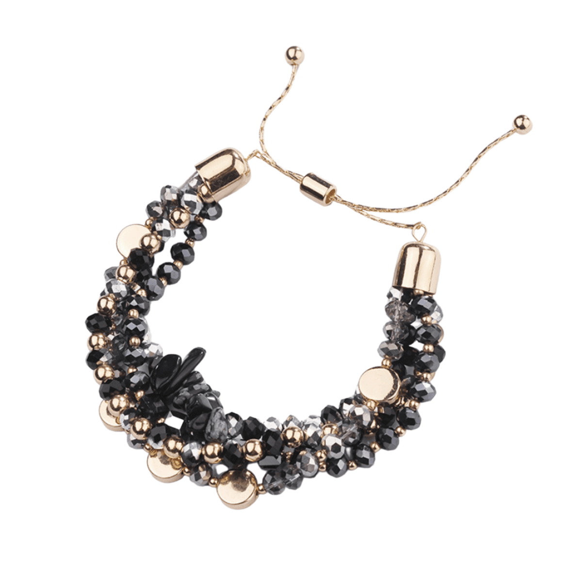 Black Gold Beaded Multi-Strand Bracelet