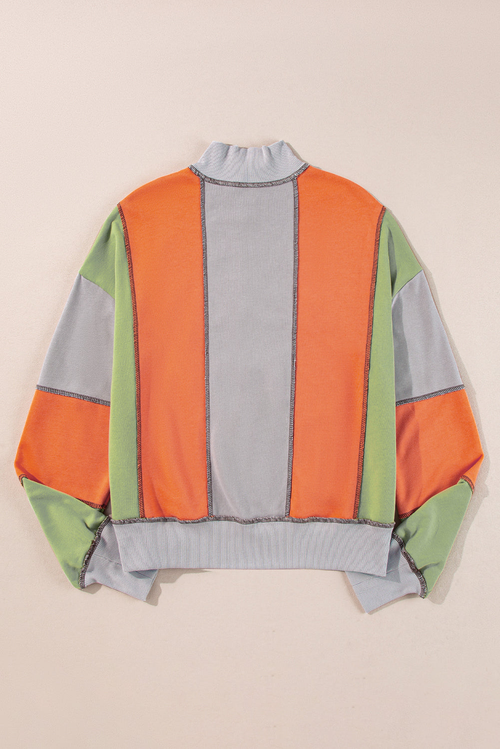 Threaded Pear Lilah Block Stitching Half Zipper Sweatshirt