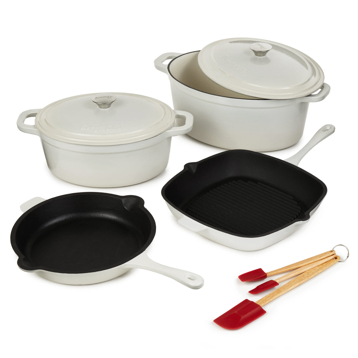BergHOFF Neo 9pc Cast Iron Cookware Set, White