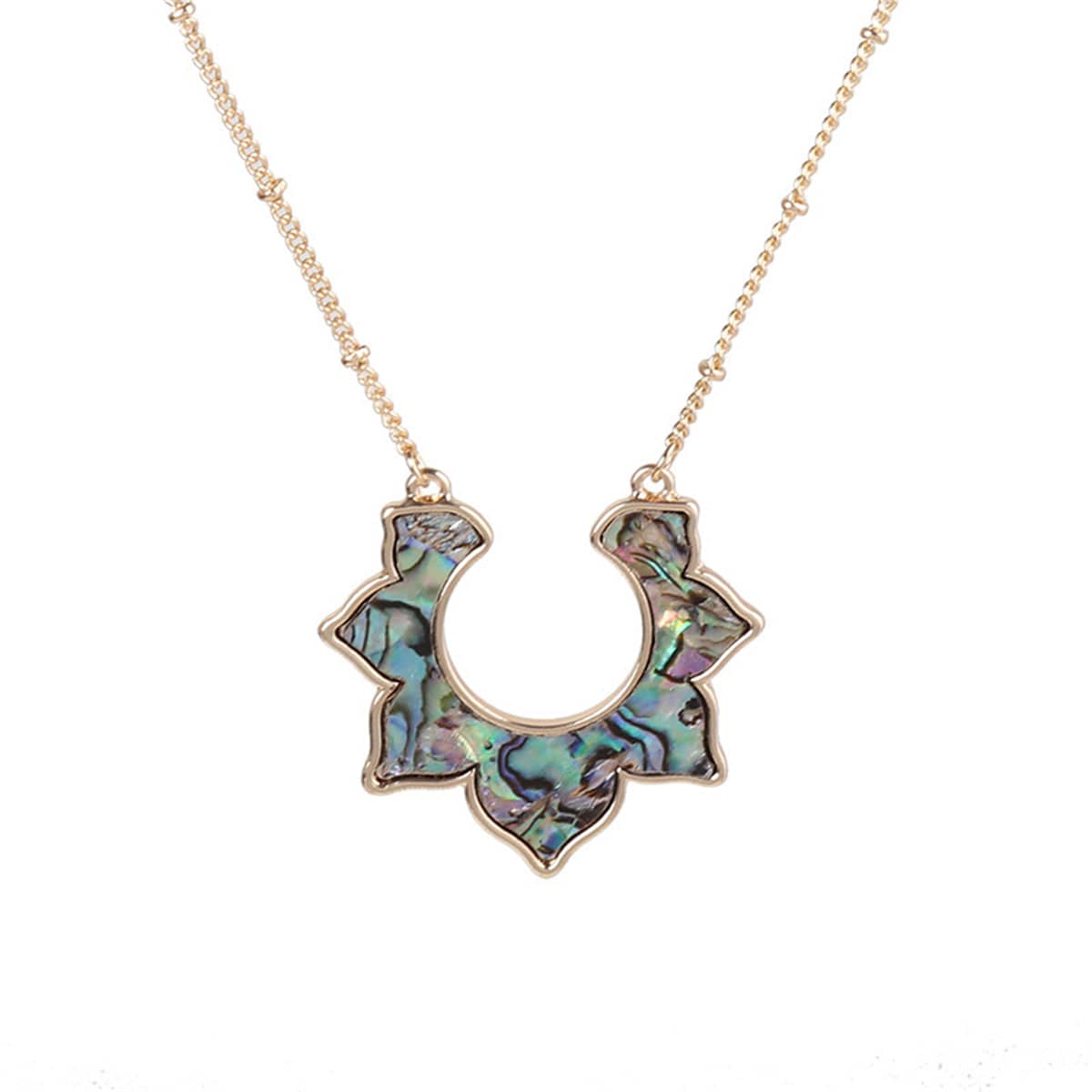 Abalone Shell & Goldtone Sunflower Pendant Necklace