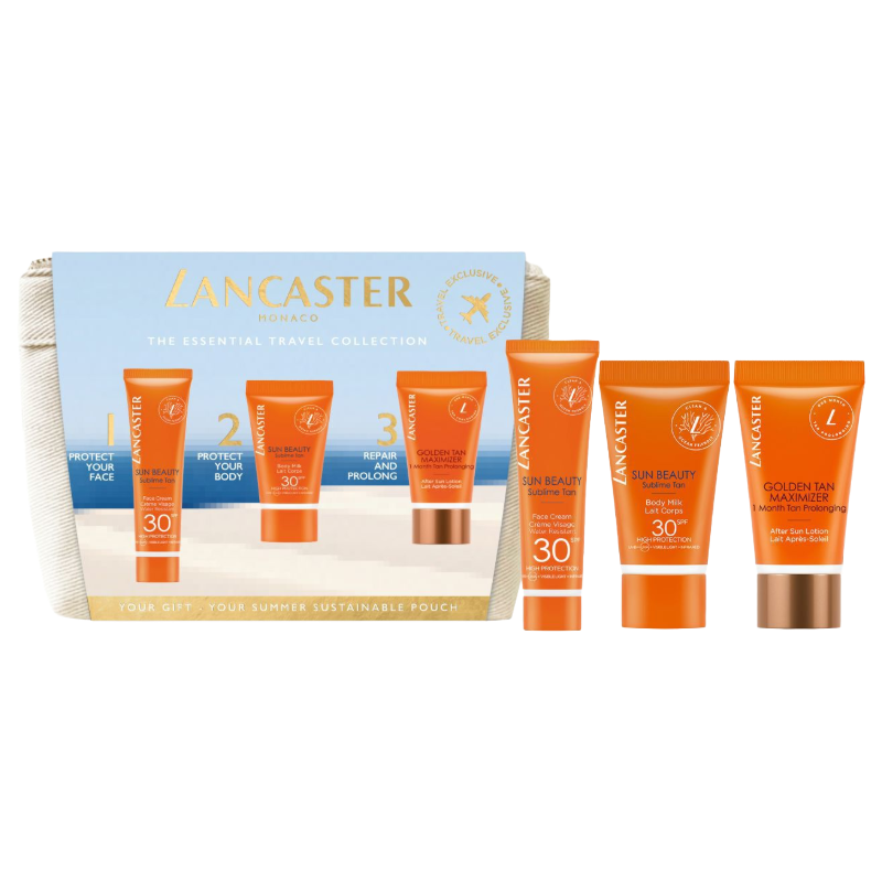 Lancaster Sun Cream Travel Set – SPF 30 Face Cream & Body Milk + After Sun Maximiser Lotion