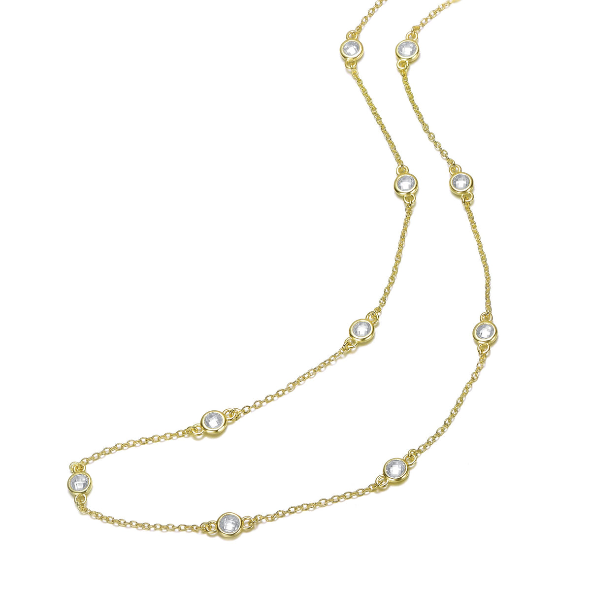 Circular Linked Accents Long Chain Necklace