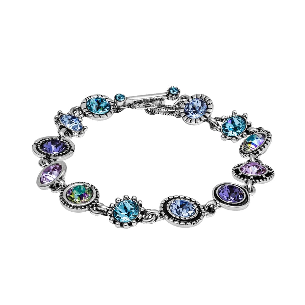 Blue Purple Swarovski Crystal Bracelet – Blue Purple Charm Bracelet With Swarovski Crystals