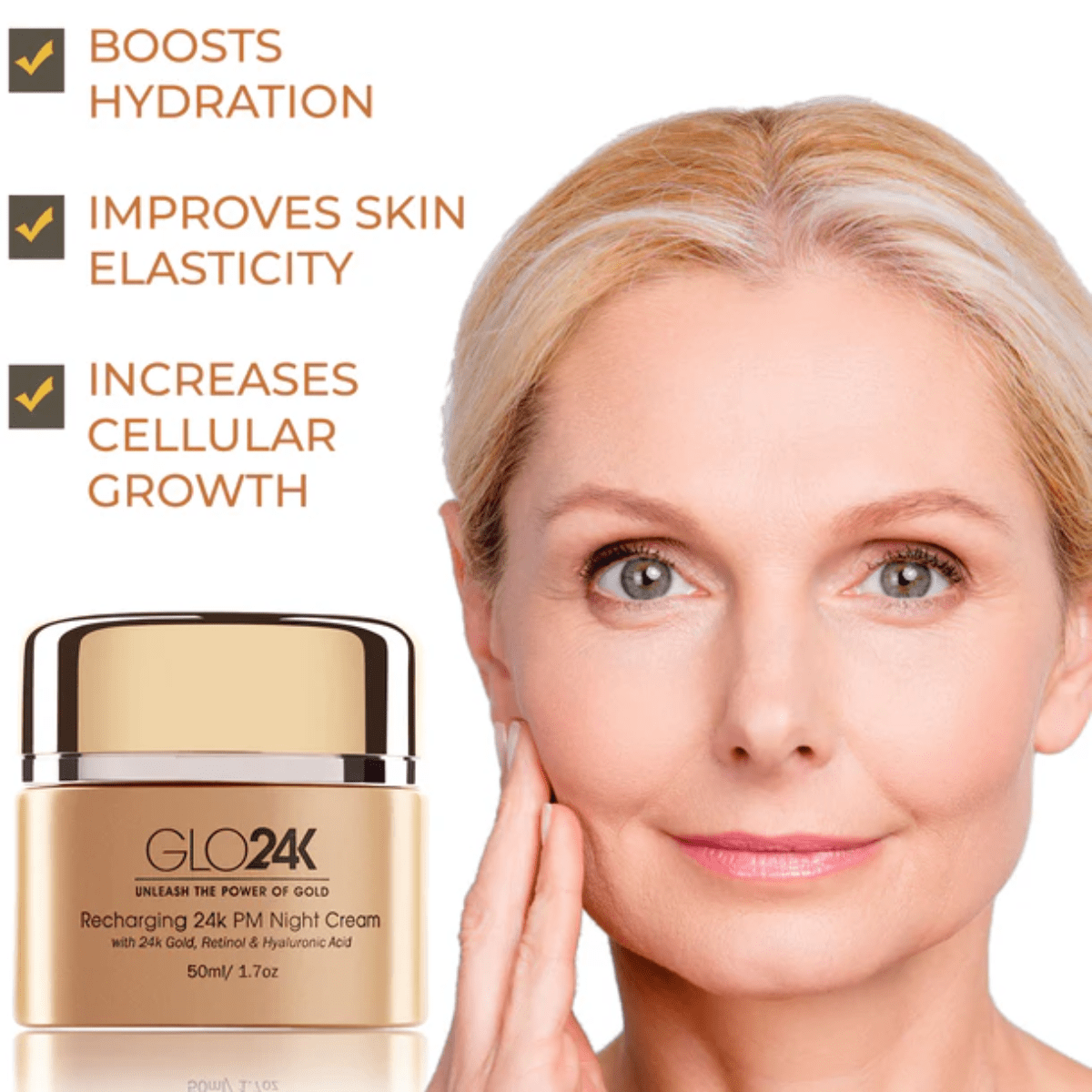 GLO24K 24K Recharging PM Night Cream