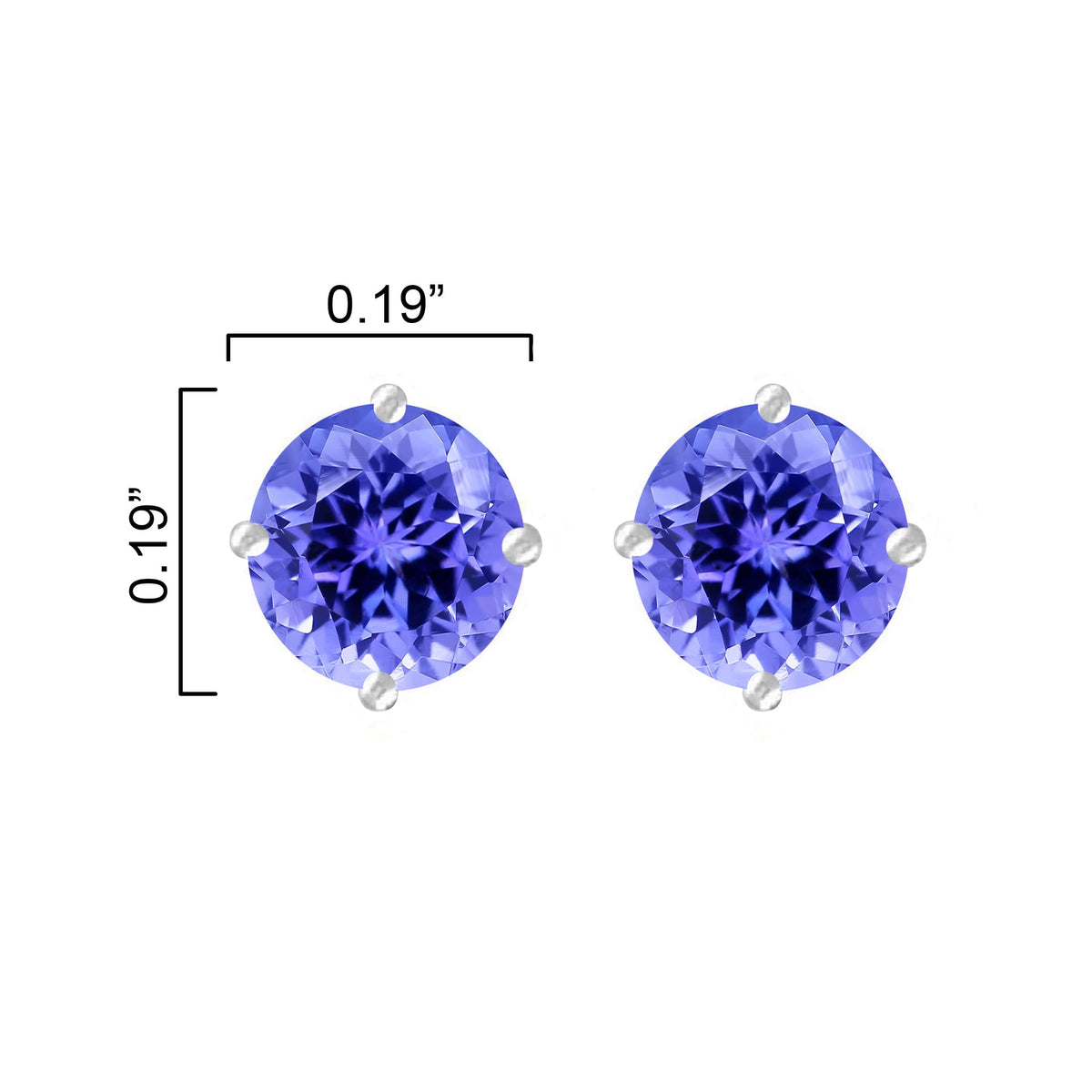 Sterling Silver 1.0CT Natural Tanzanite Stud Earrings