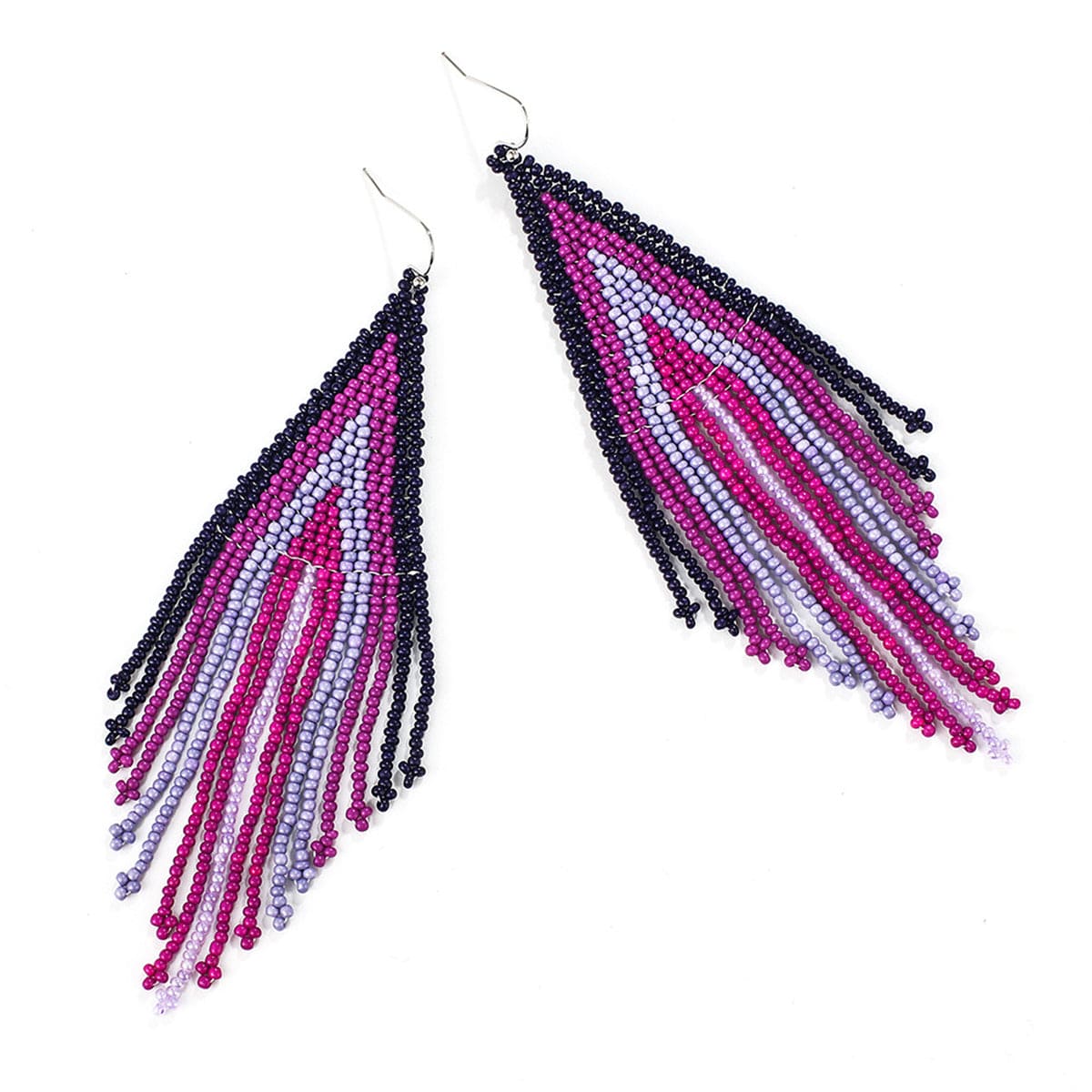Black & Rose Howlite Tassel Drop Earrings