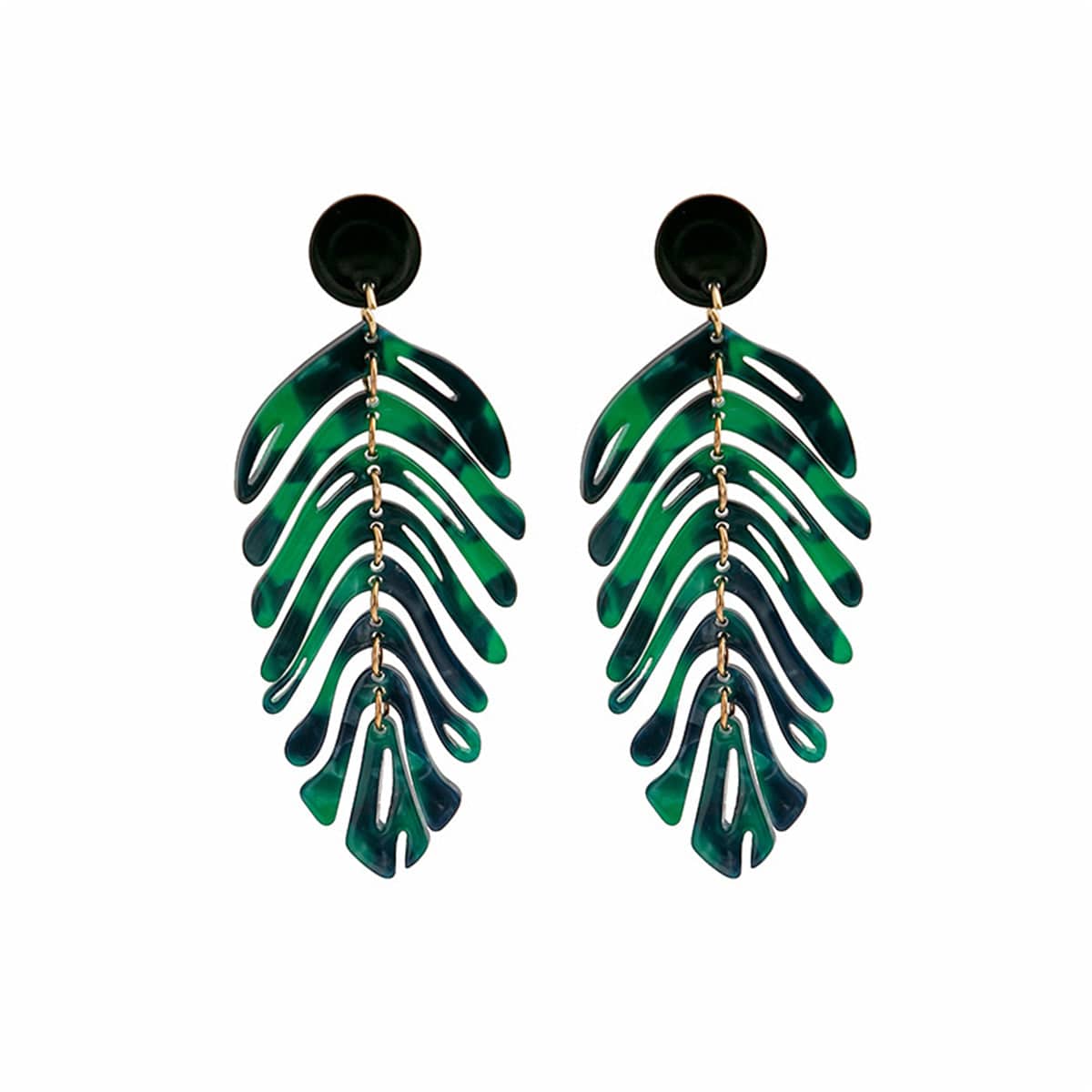 Blue & Green Leaf Drop Earrings