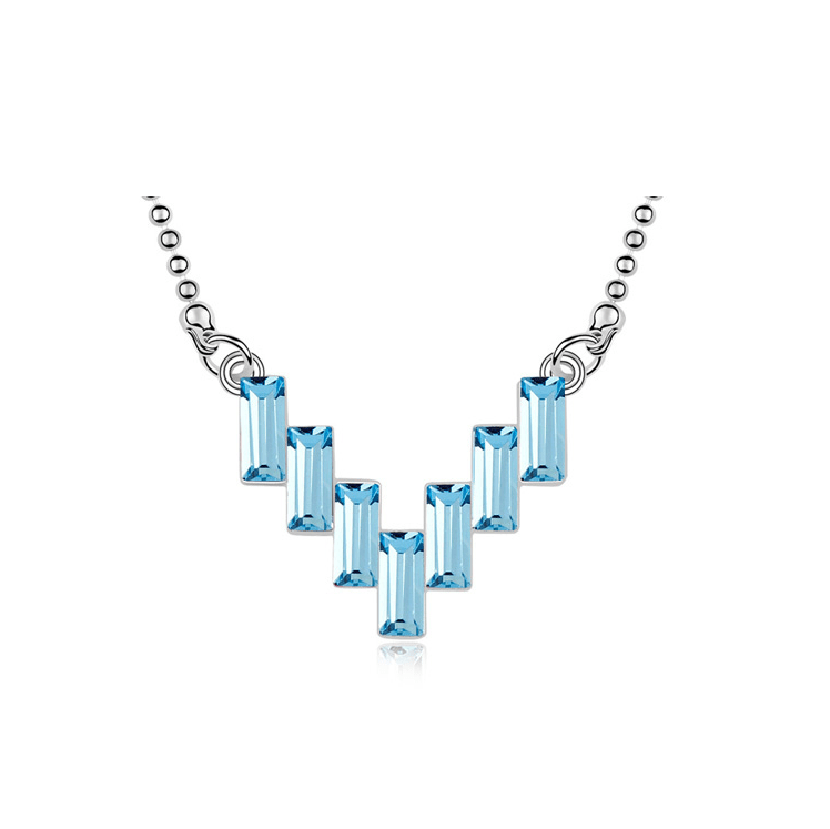 Aqua Swarovski Crystal Necklace – Crystal Swarovski Baguette Necklace