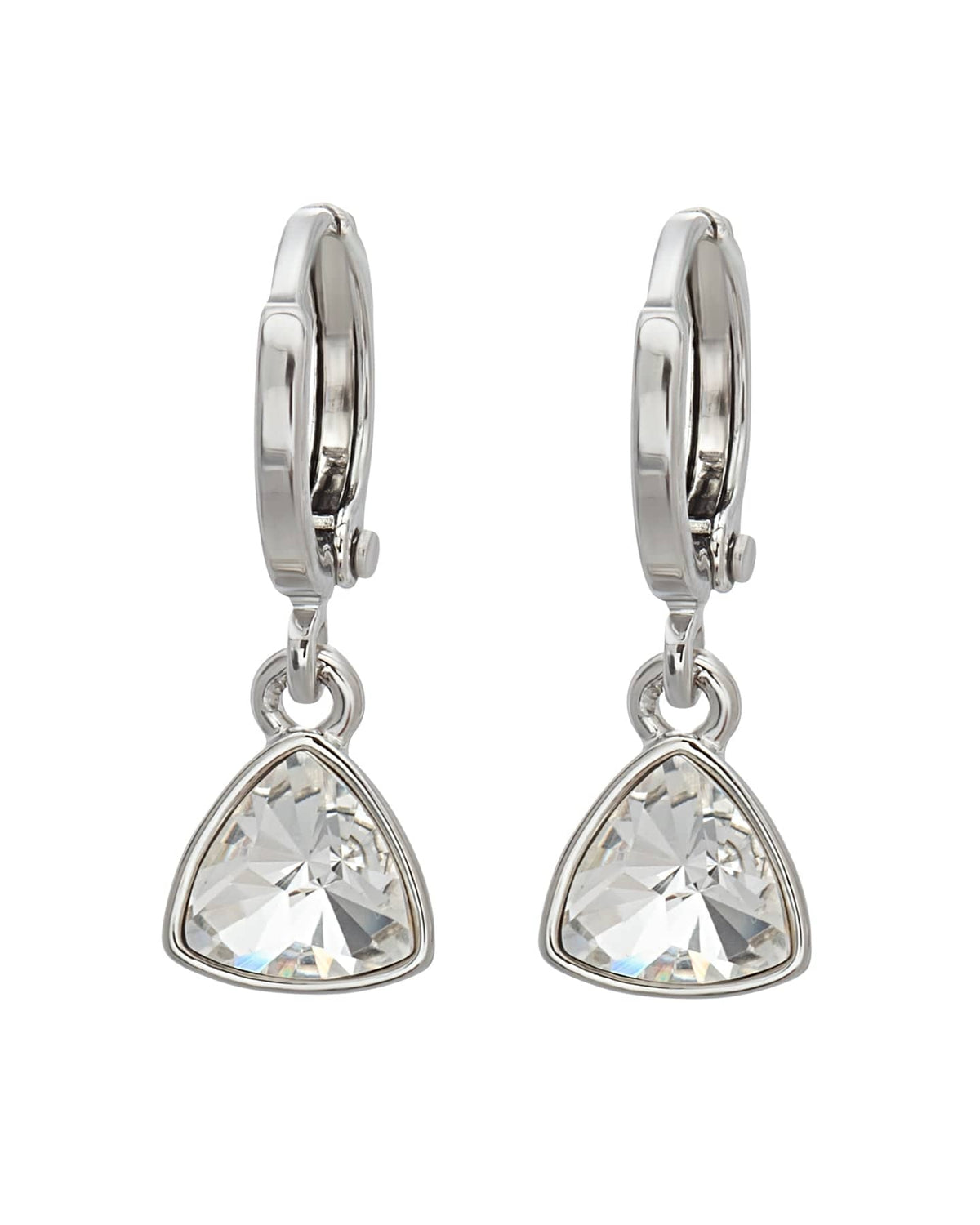 Clear and Silver Crystal Trillium Huggie Drop Earrings with Swarovski Crystals made by callura