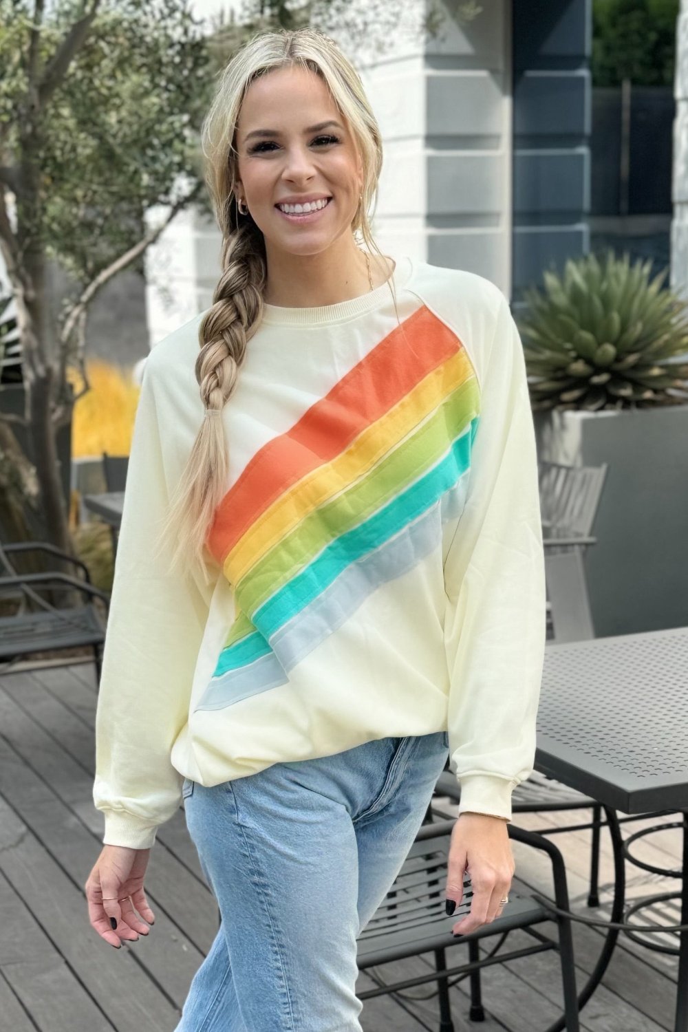 Threaded Pear Penelope Striped Pullover Sweatshirt