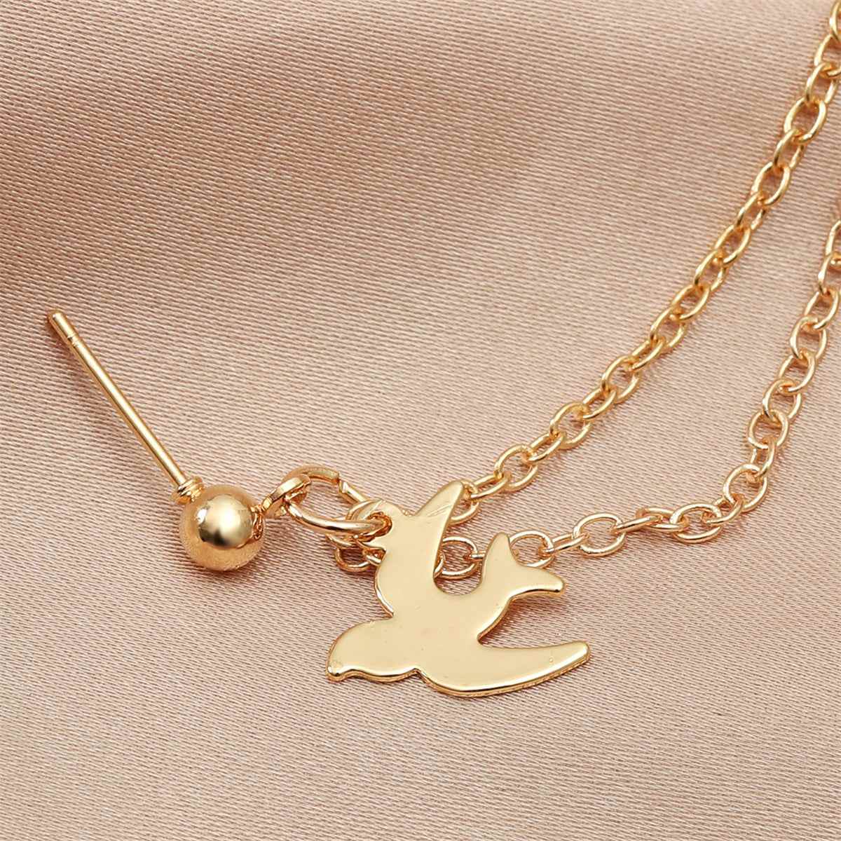 Acrylic & Goldtone Swallow Chain Ear Cuff