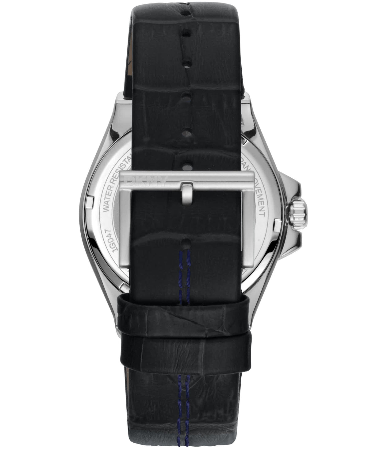 Dkny Men Watch, Silver Color Case, Silver Dial, Black Leather Strap, 3 Hands Date, 10 Atm