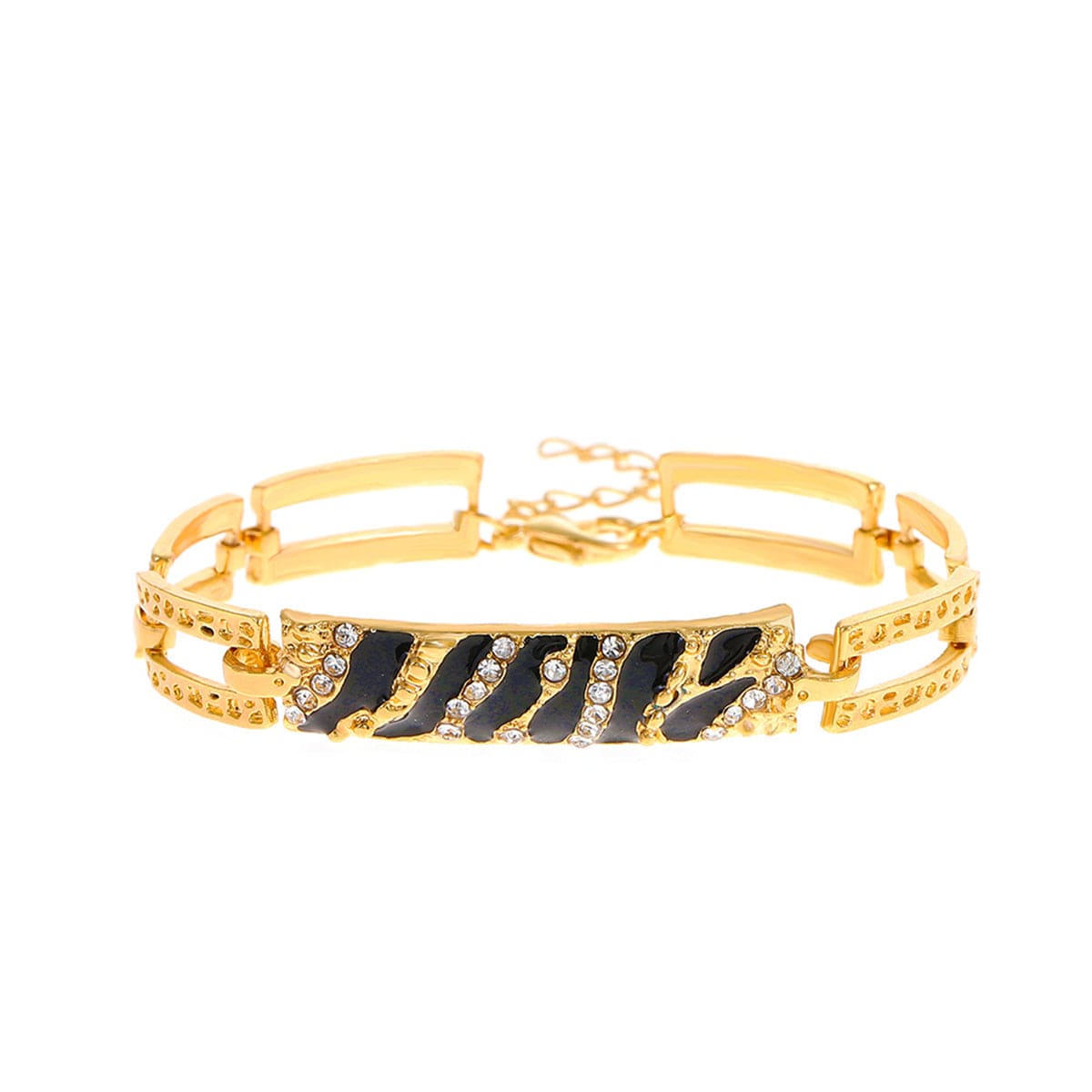 Black & Goldtone Cubic Zirconia-Accent Leopard Bar Bracelet