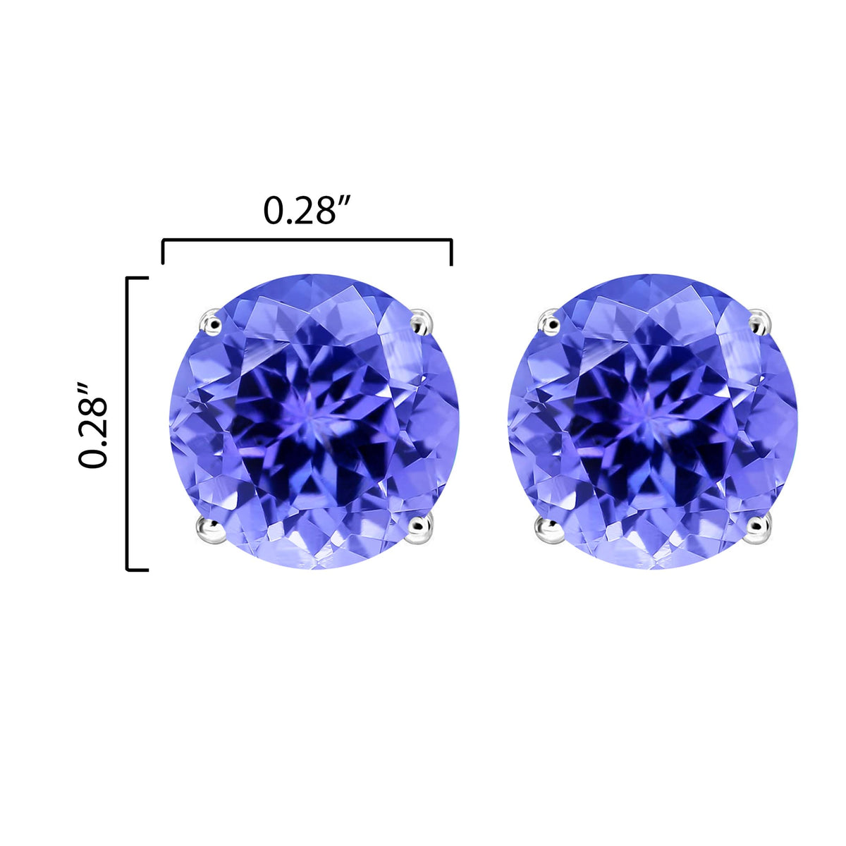 Sterling Silver 2.30CT Natural Tanzanite Stud Earrings