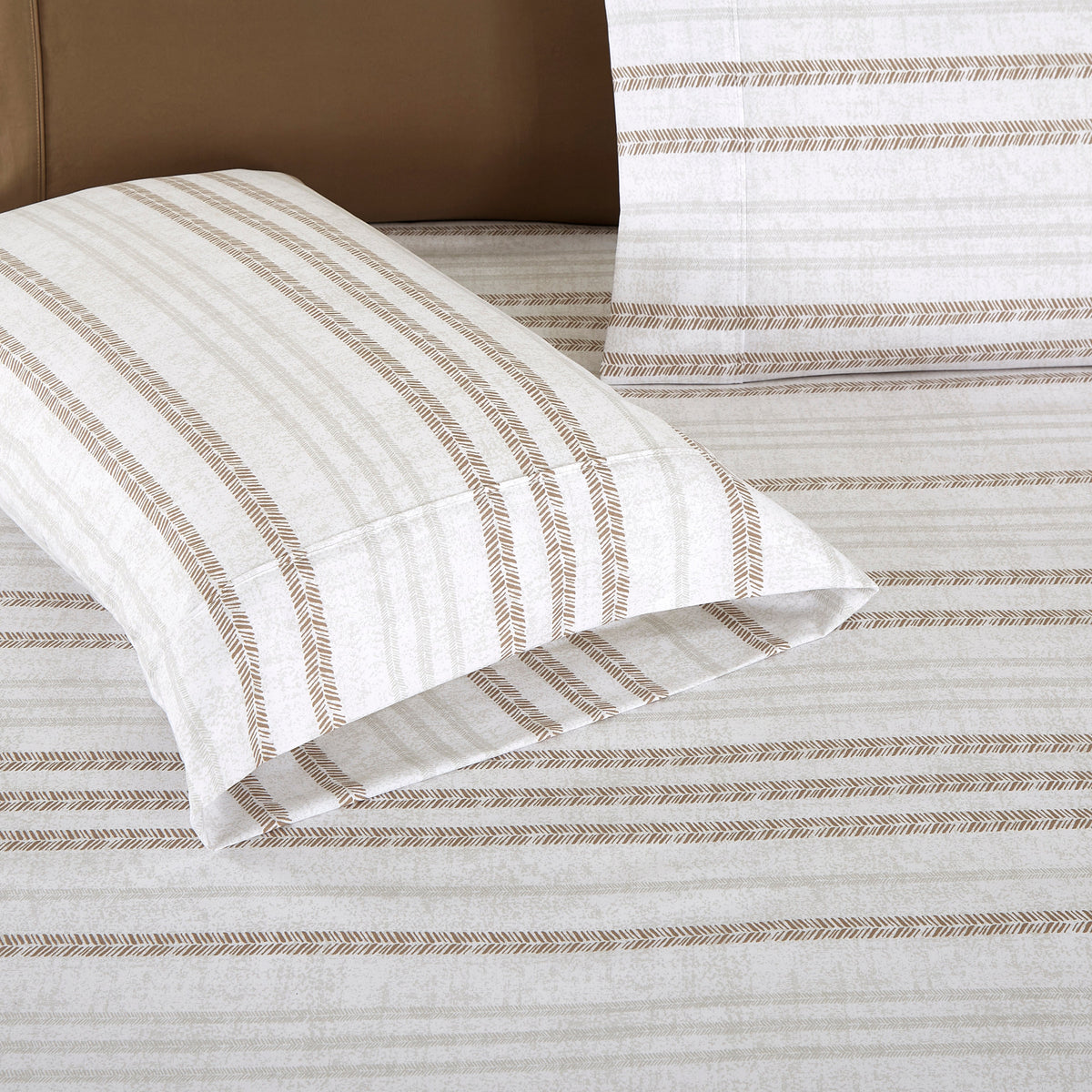 Elegant Comfort 6-Piece Floral and Stripe Pattern Sheet Set - Soft as a Hotel Premium Quality Bedding