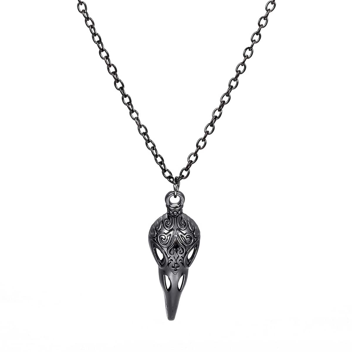 Black Crow Pendant Necklace