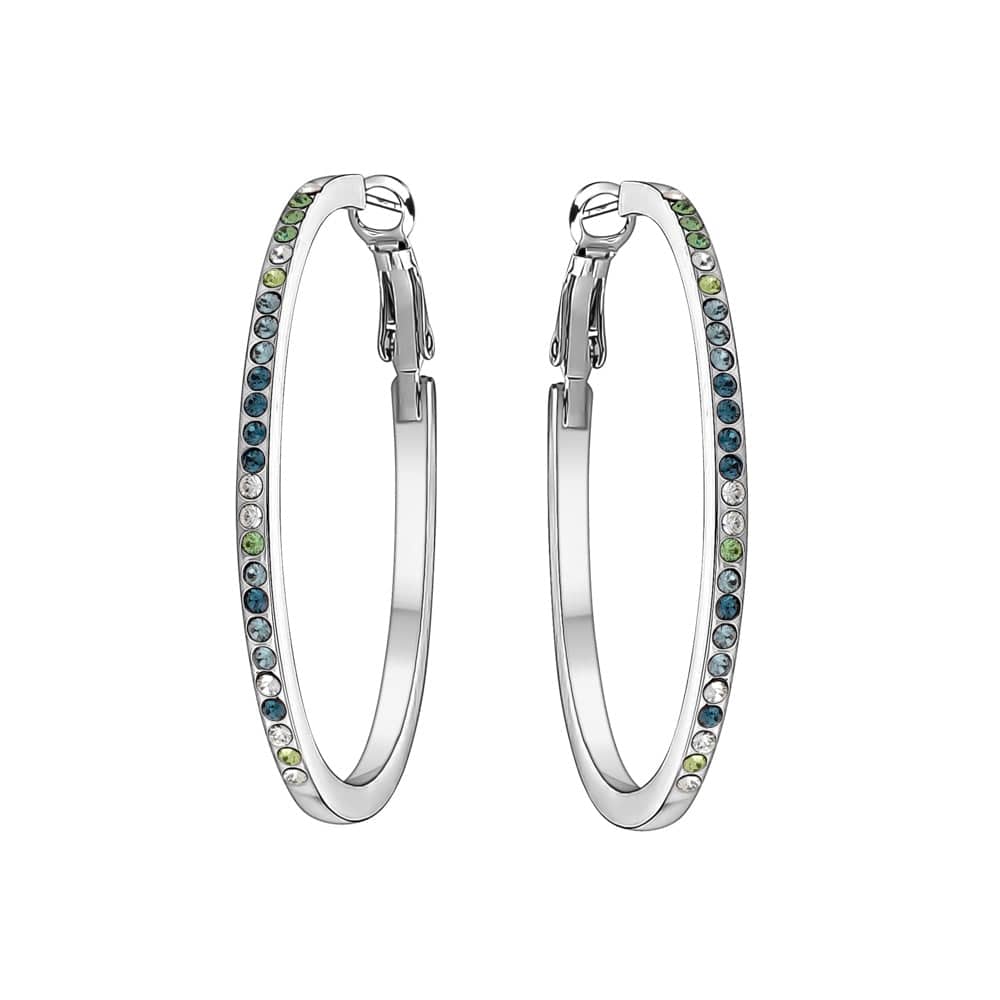 Blue Green Swarovski Crystal Earrings – Crystal Pave Mixed Colour Hoop Earrings