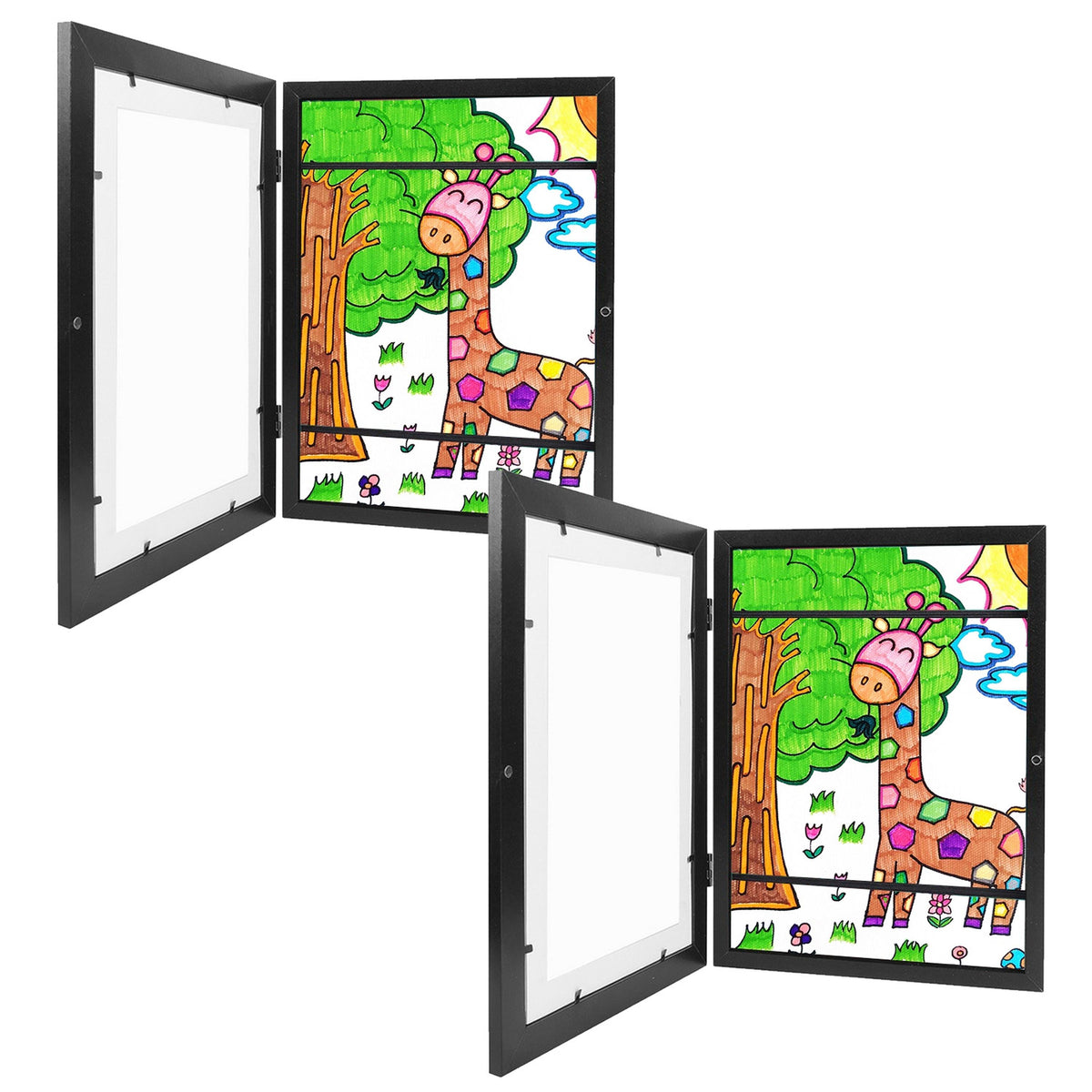 Fresh Fab Finds 12.99x9.52in Kids Art Frame Front Opening Wooden Frame Artwork Display Storage Frame A4 Picture Frame Wall Display for Photo Art Projects Picture Chil