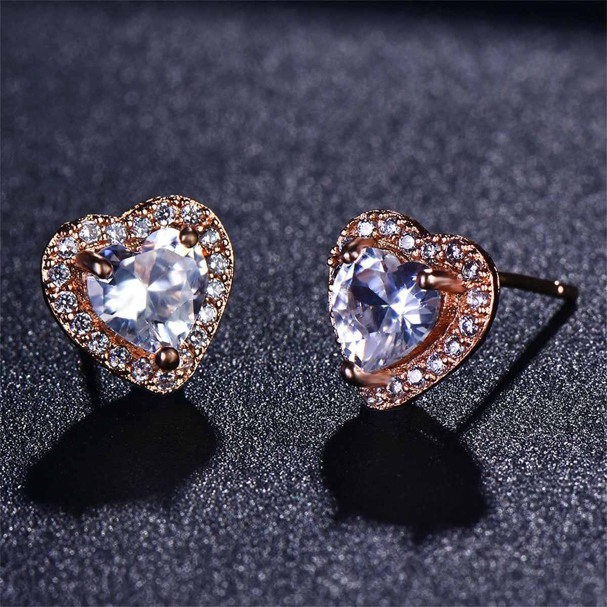 Clear Crystal & Cubic Zirconia Goldtone Halo Heart Stud Earrings