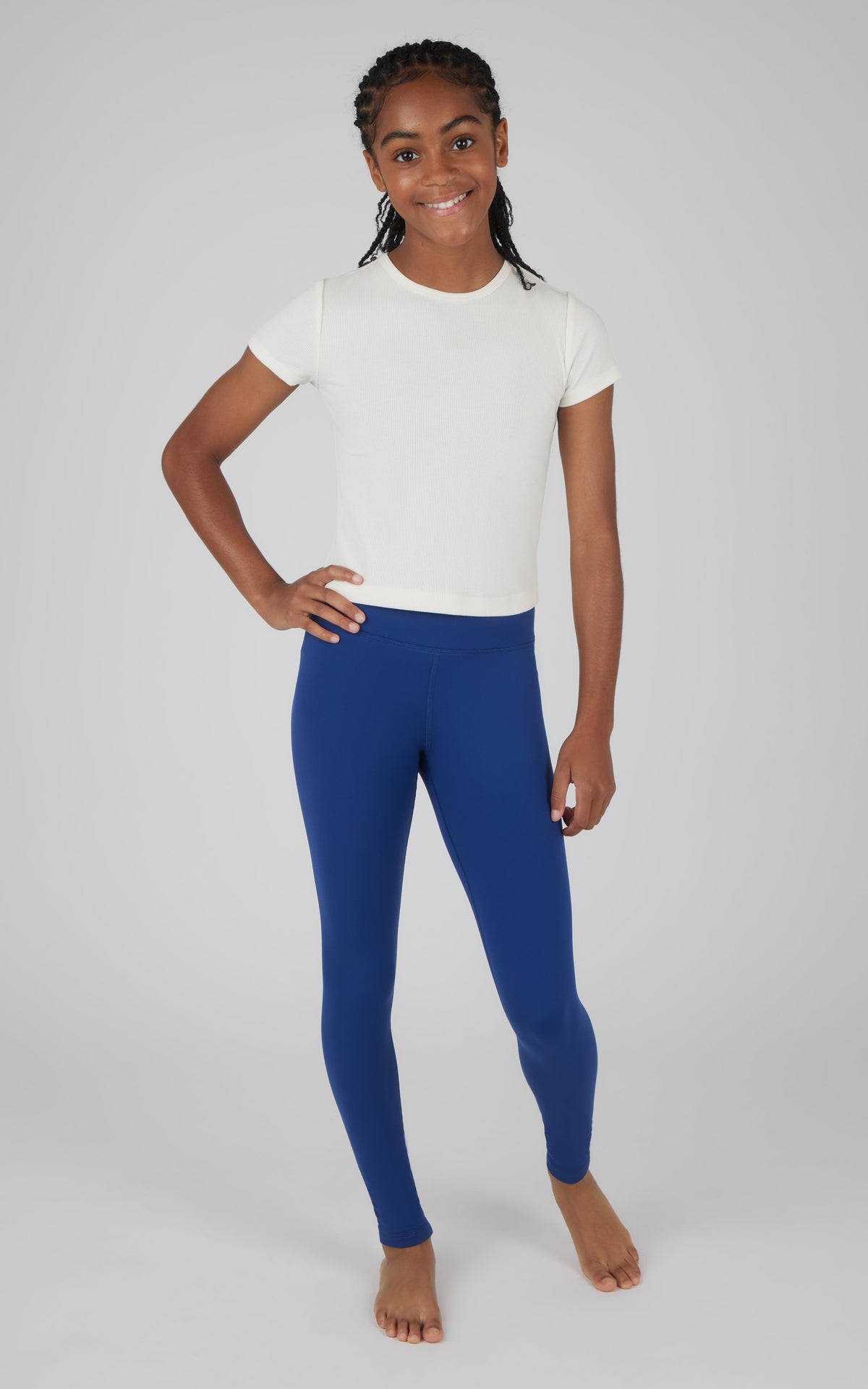 90 Degree by Reflex Girls 2 Pack Polarlux Madison Basic Crossover Waist Legging and Polarlux Everday Ankle Legging
