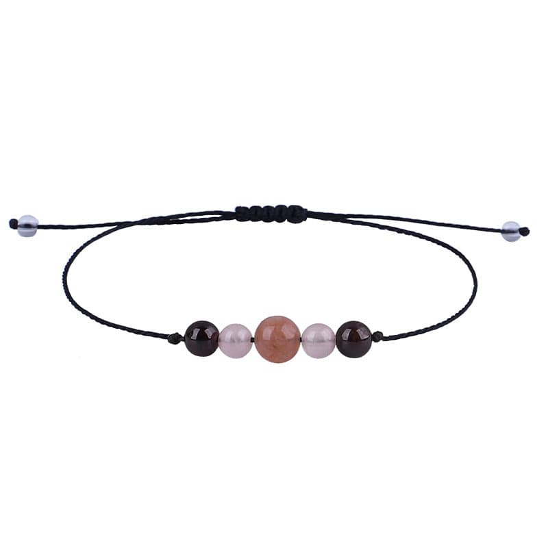 Black & Pink Quartz Beaded Adjustable Bracelet
