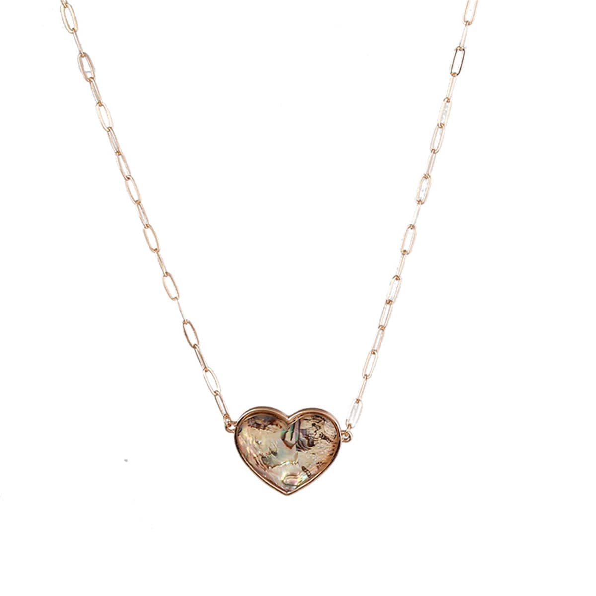Abalone Shell & Resin Goldtone Heart Pendant Necklace