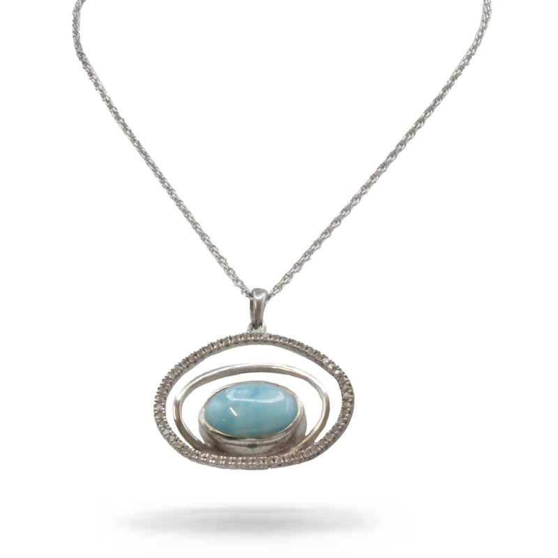 Eclipse Larimar Stone Sterling Silver Necklace By Marahlago