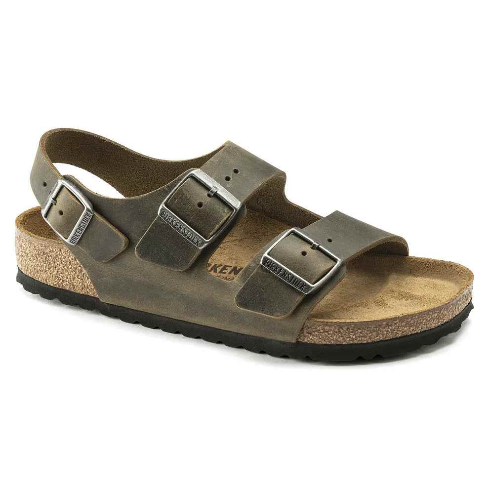 Birkenstock Milano Oiled Leather Faded Khaki Sandals
