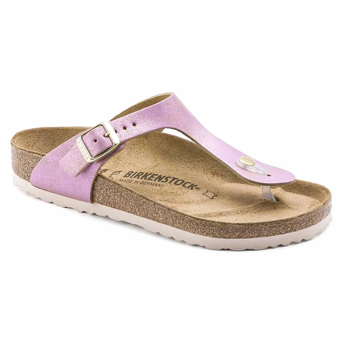 Birkenstock Gizeh Leather Washed Metallic Pink Sandals