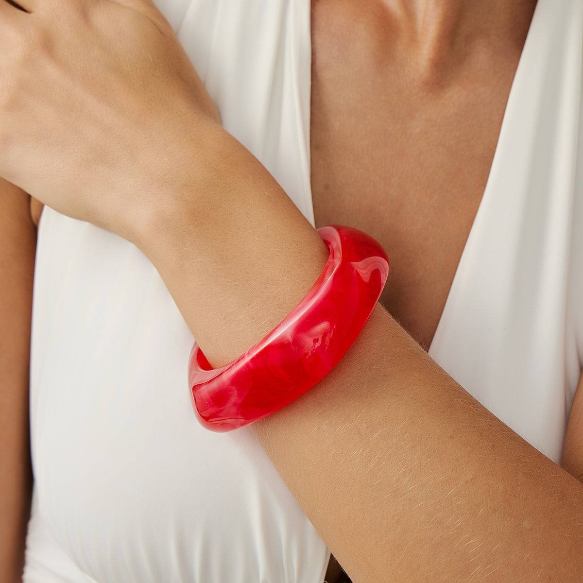 Berry Red Resin Square Bangle