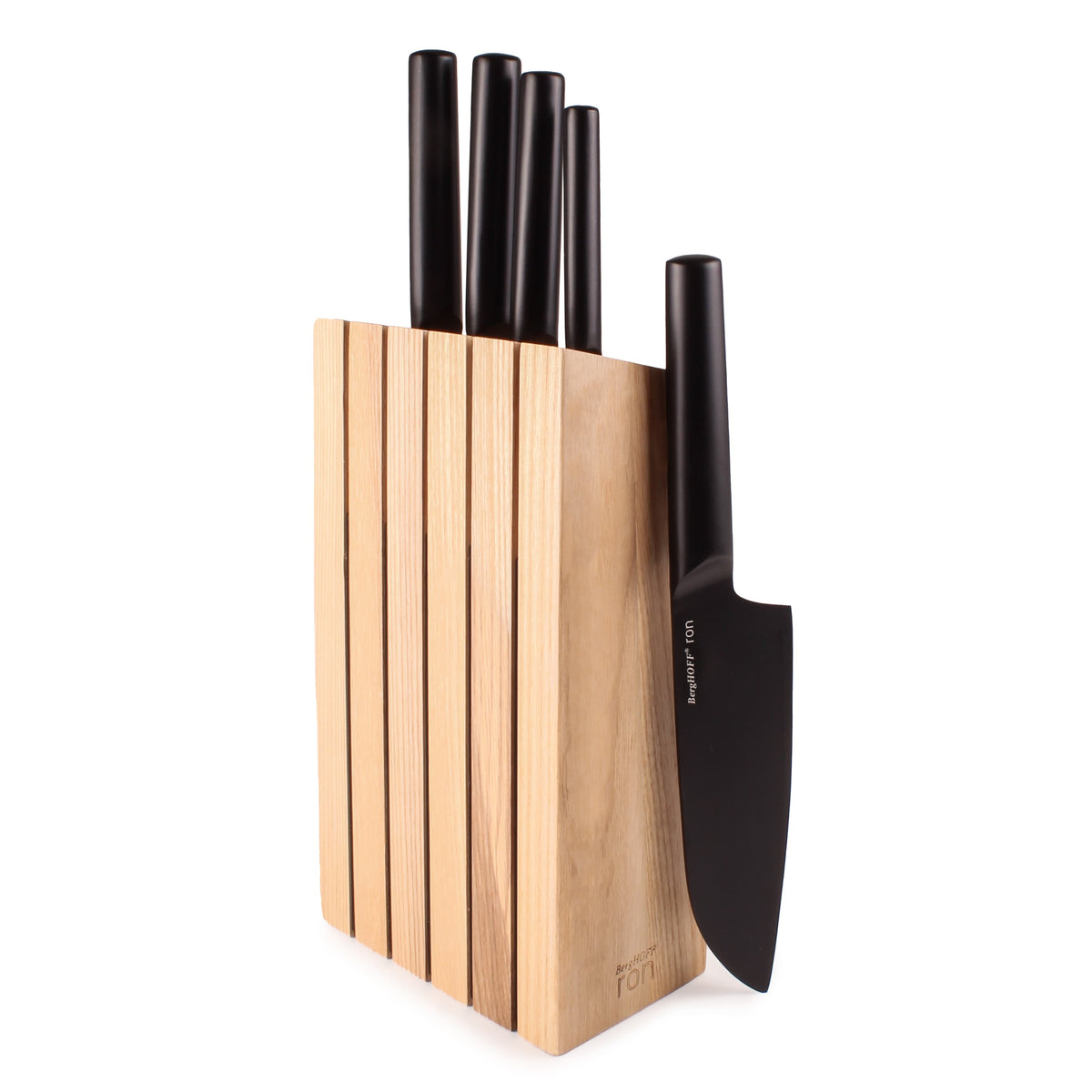 BergHOFF Ron Stainless Steel 6pc Knife Block Set, Black