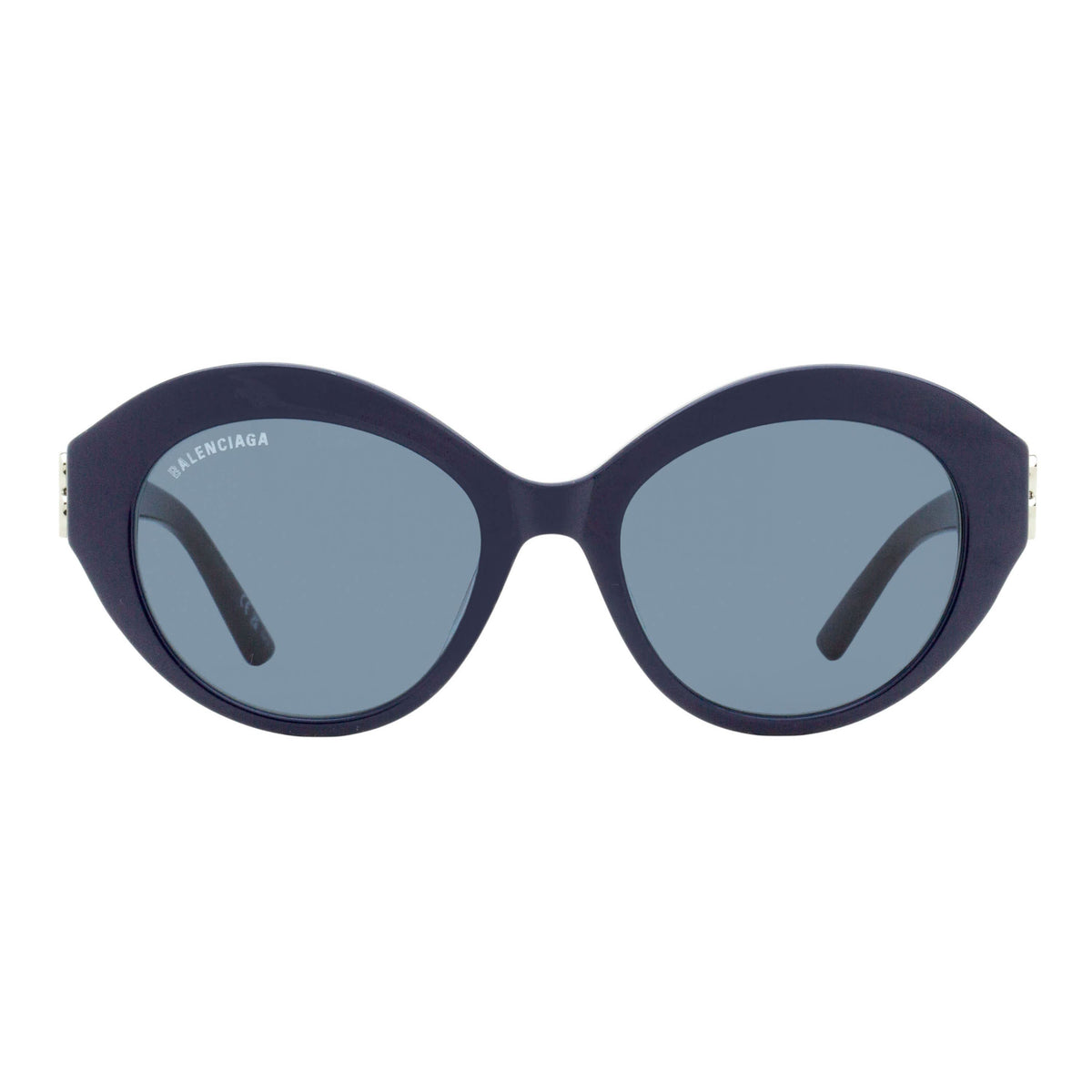 Balenciaga BB Hinge Oval Sunglasses BB0133S 004 Blue/Silver 52mm