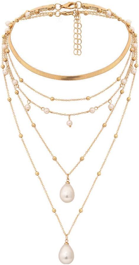 Goldtone Imitation Pearl Layered Necklace