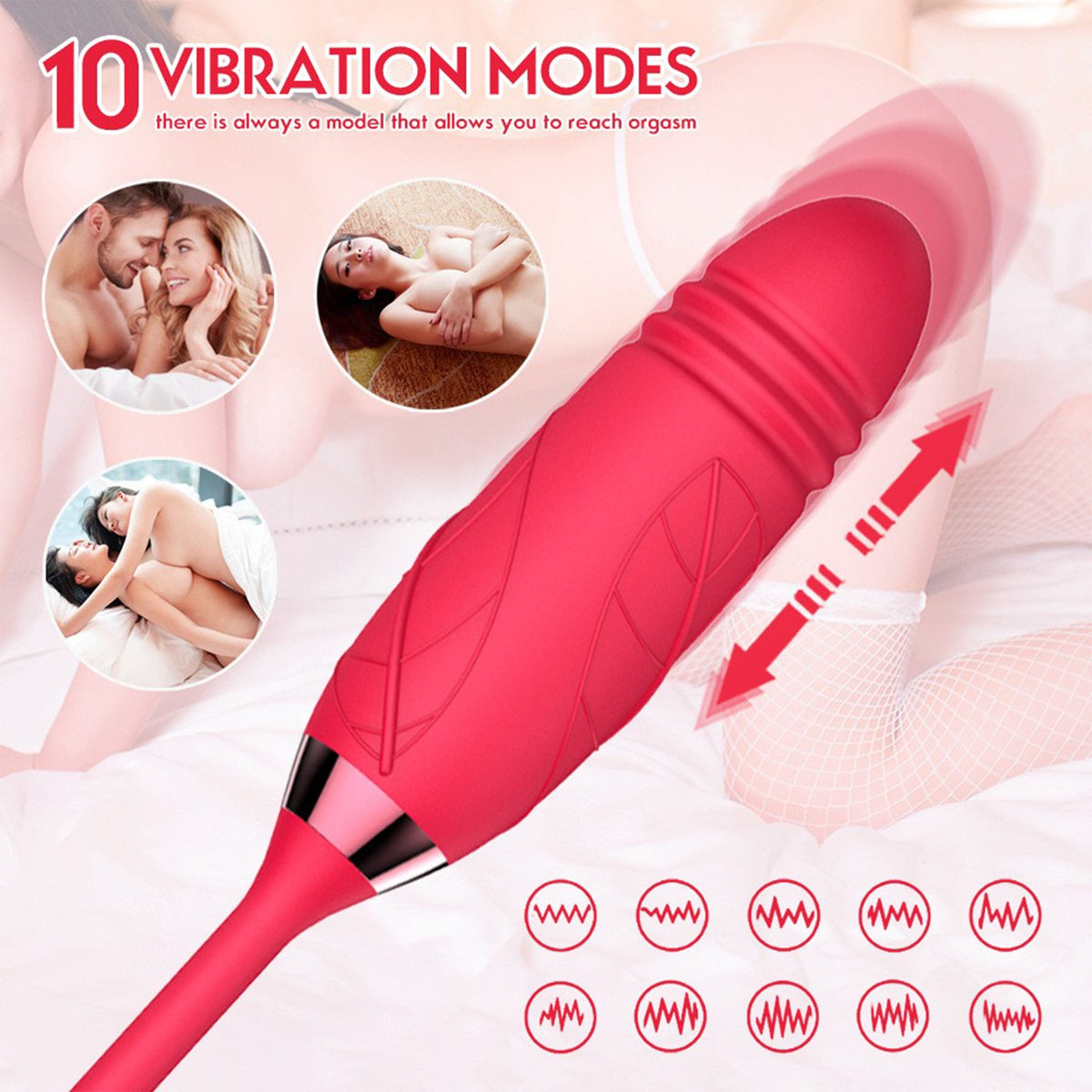 Blissed 2-in-1 Rose Clitoral Suction & Vibrator – Dual Stimulation, Air-Pulse, 10 Modes, Waterproof