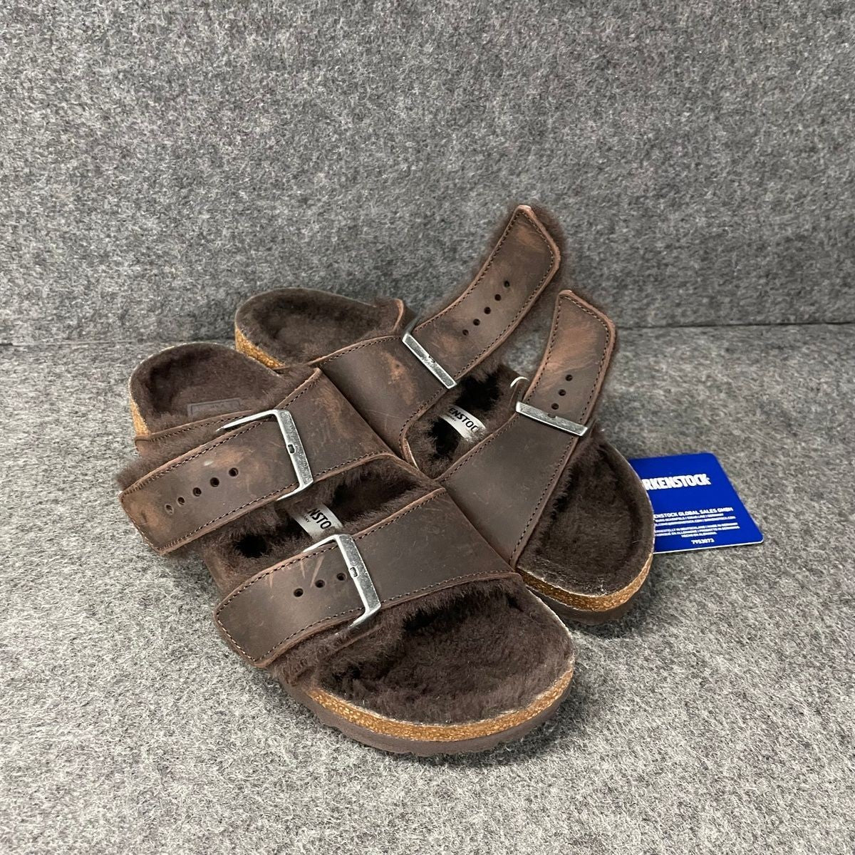 Birkenstock Arizona Shearling Waxy Leather Sandals Narrow