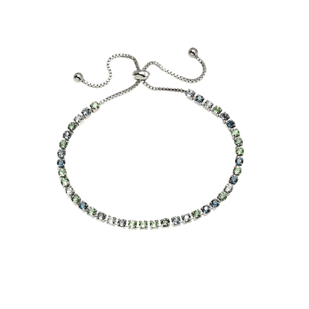 Blue Green Swarovski Crystal Bracelet – Blue Green Mix Swarovski Crystal Adjustable Tennis Bracelet