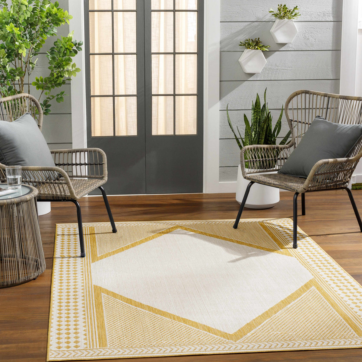 Efrem Mustard Outdoor Carpet Area Rug - Clearance