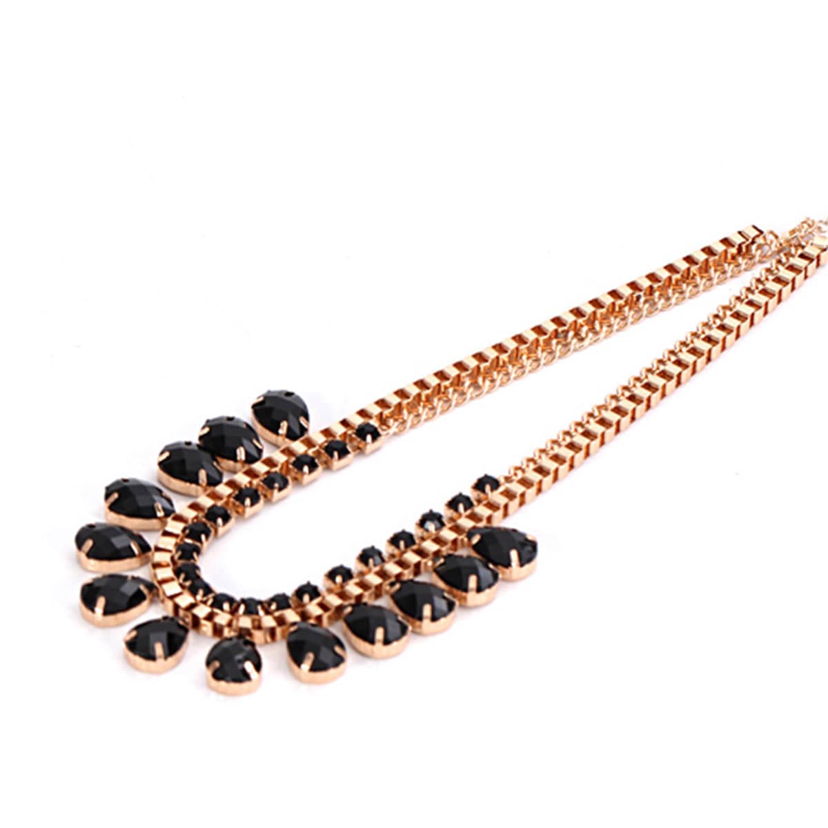 Black Crystal & Cubic Zirconia Station Necklace