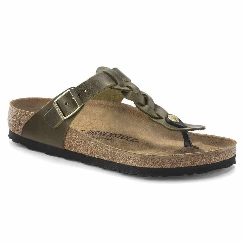 Birkenstock Gizeh Braided Oiled Leather Olive Green