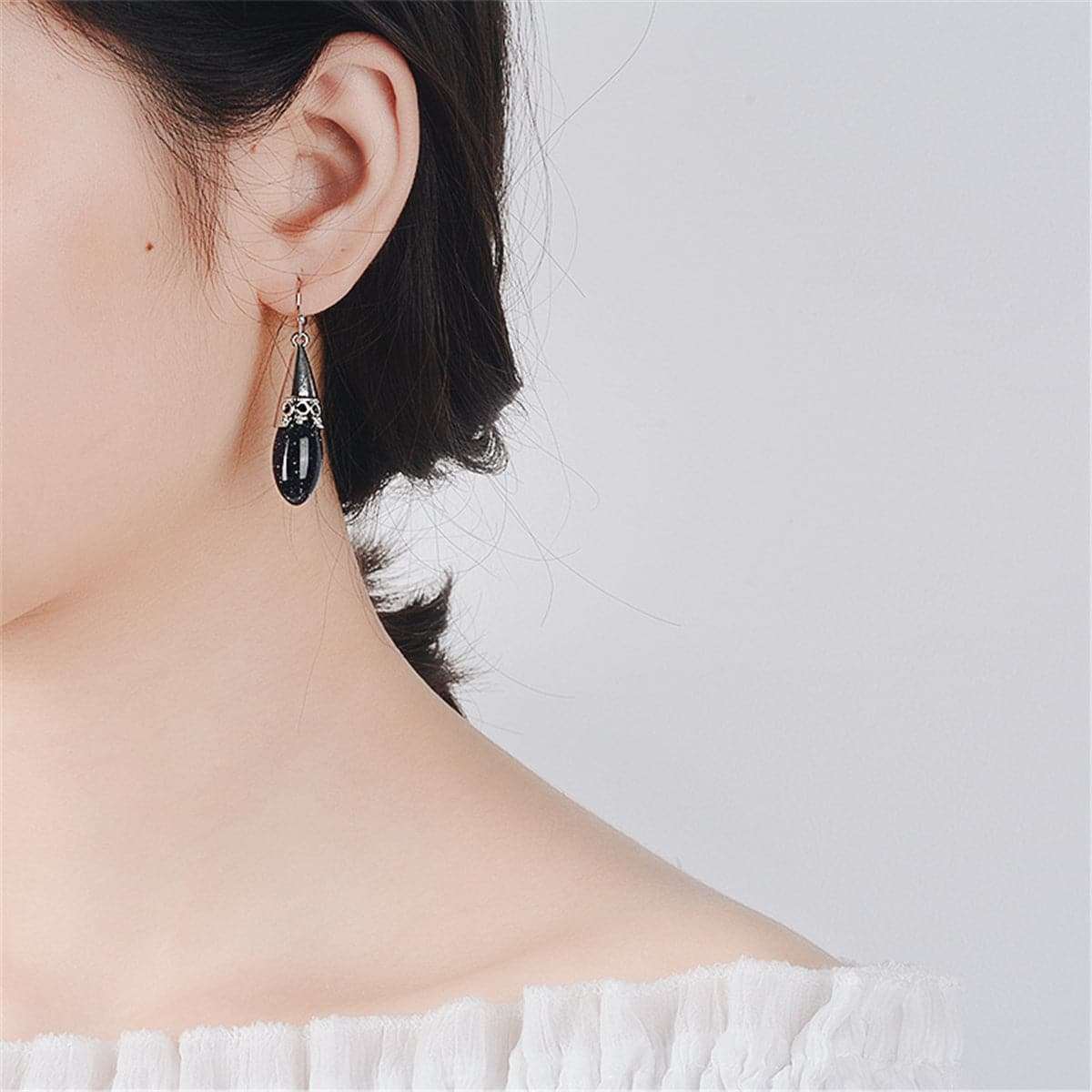 Celestine & Silvertone Drop Earrings