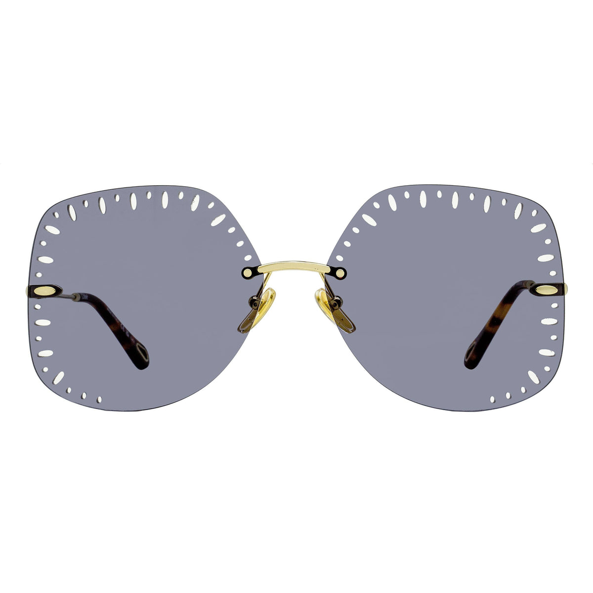 Chloe Perforated Lens Sunglasses CH0111S 001 Gold/Havana 63mm