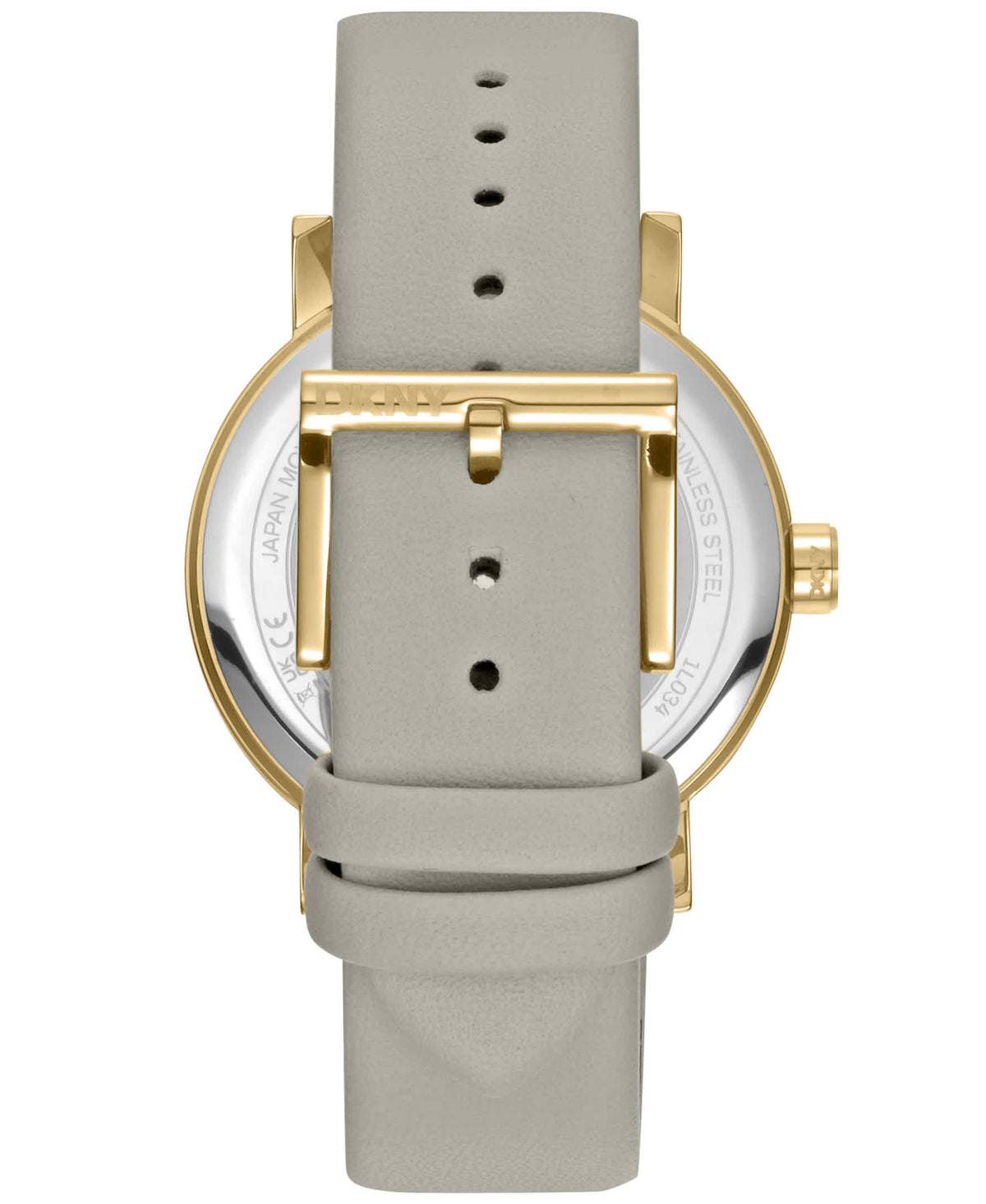 Dkny Women Watch, Gold Color Case, Silver Dial, Grey Leather Strap, 3 Hands, 5 Atm