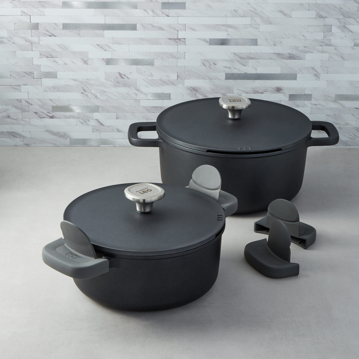 BergHOFF Leo Phantom 4pc Nonstick Ceramic Stockpot Set, Recycled